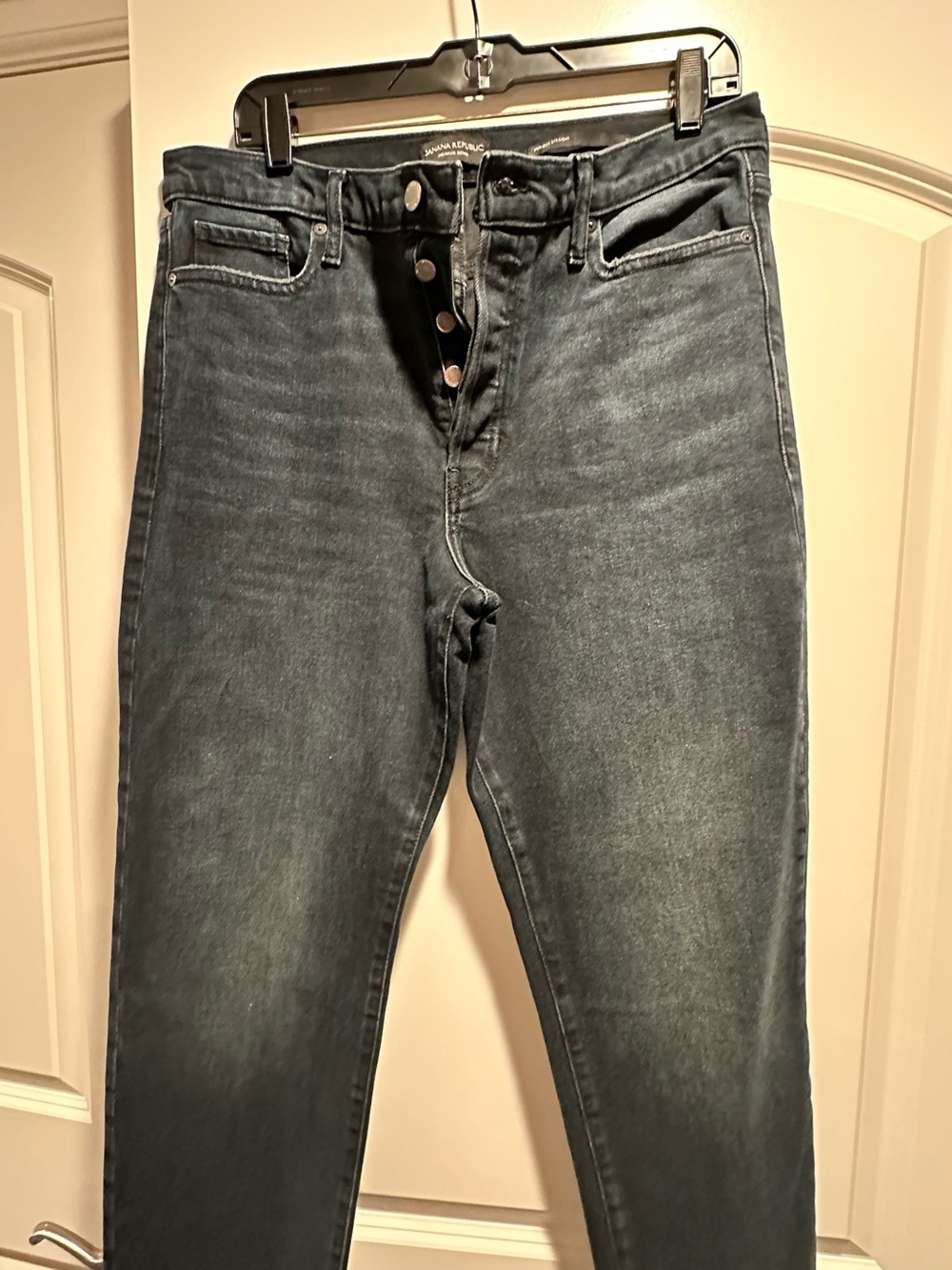 Banana Republic High-Rise Button-Fly Jeans in Washed Navy